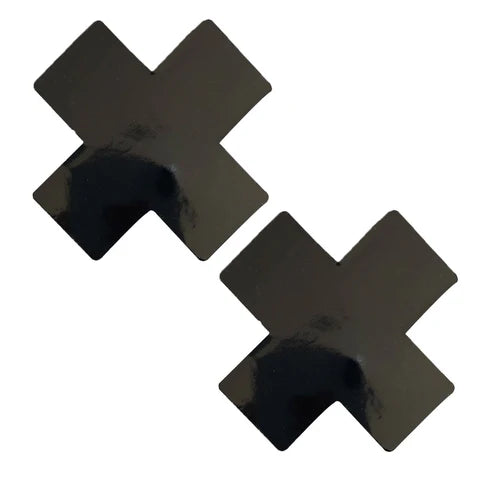 Neva Nude — Dom Squad Black Wet Vinyl X Factor Nipple Cover Pasties