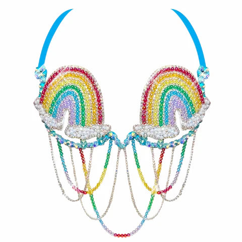 Rainbow Happy Meal Rhinestone Carnival Bra