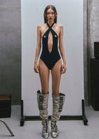 RAW Stars Printed Deep V Neck Bodysuit