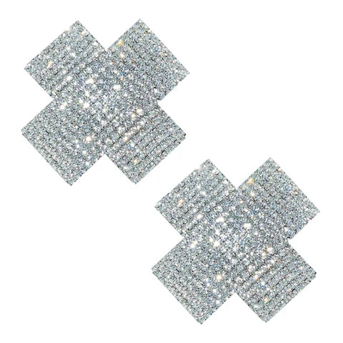 X Marks the Spot Crystal Jewel Reusable Silicone Nipple Cover Pasties