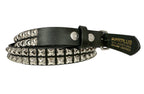 Funk Plus - Leren rave belt - 2 rijen  pyramid studs - Zwart