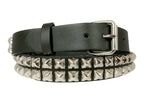 Funk Plus - Leren rave belt - 2 rijen  pyramid studs - Zwart