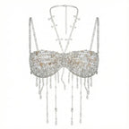 Aurora Clear Beaded Backless Carnival Top