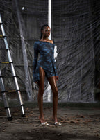 NONE Asymmetric Split Thigh Mini Dress