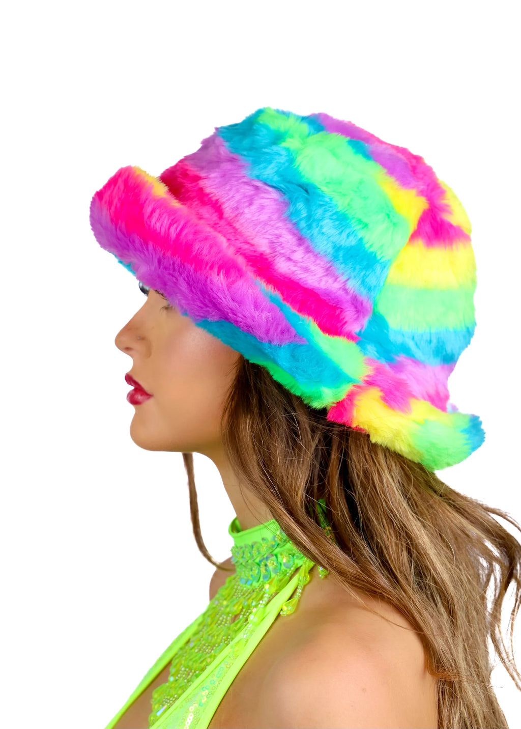 Electric Rainbow Fuzzy Hat