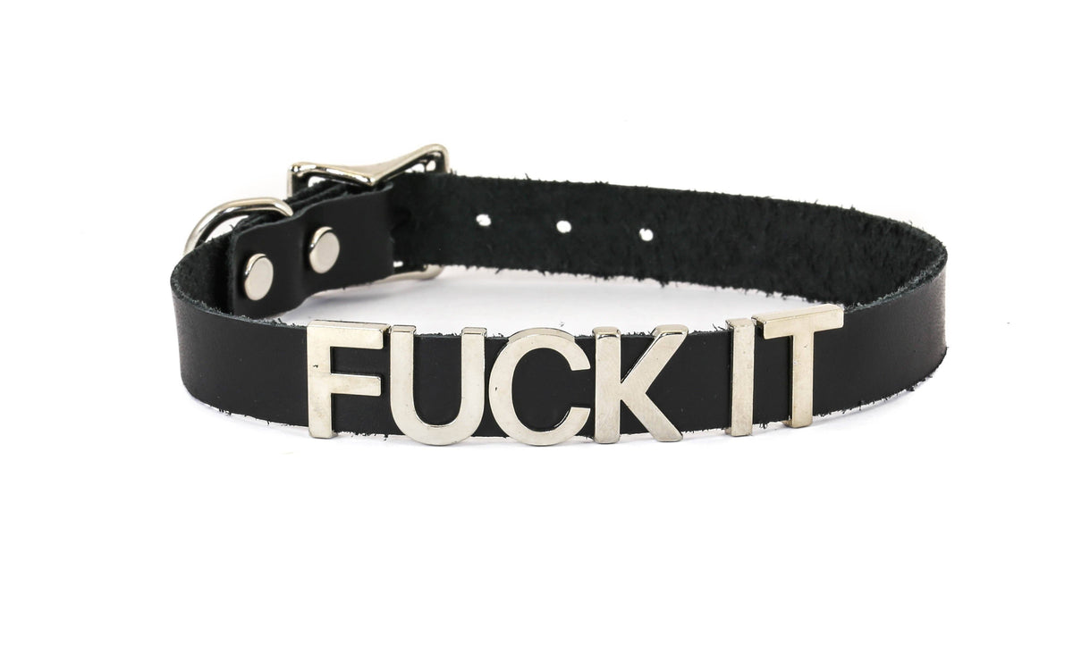 Funk Plus - Leren naam choker - Zwart
