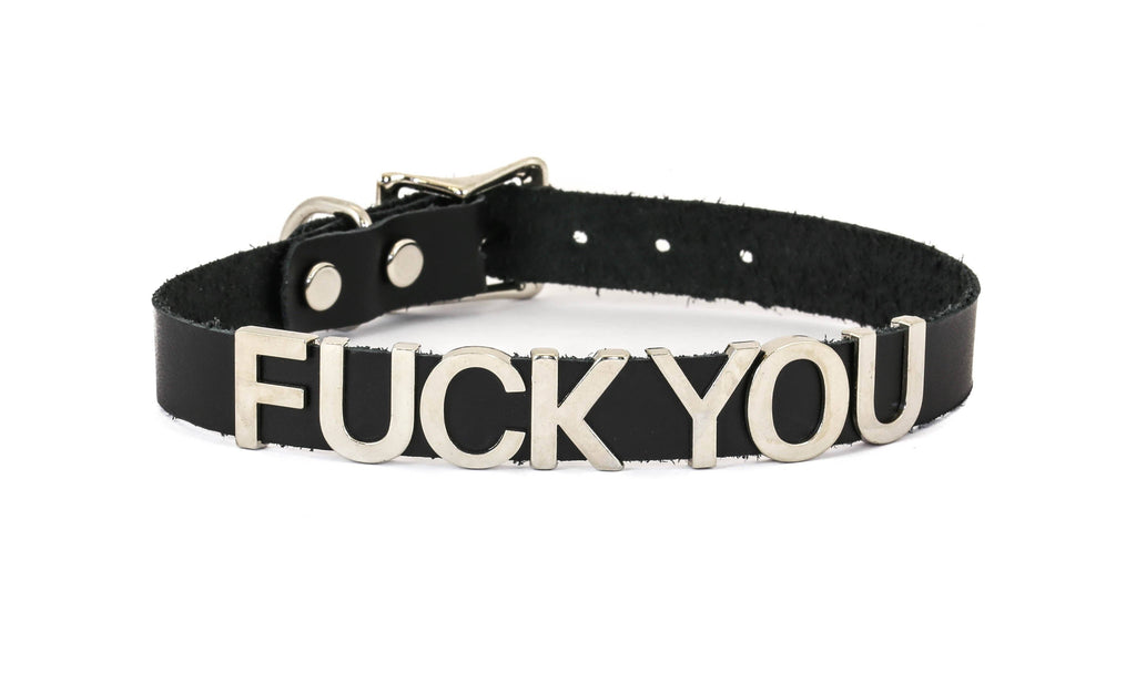 Funk Plus - Leren naam choker - Zwart