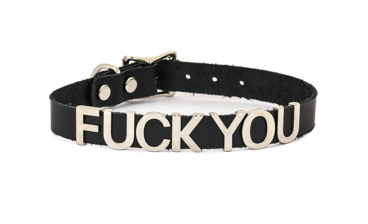 Funk Plus - Leren naam choker - Zwart