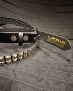 Funk Plus - Leren rave belt - 2 rijen  pyramid studs - Zwart