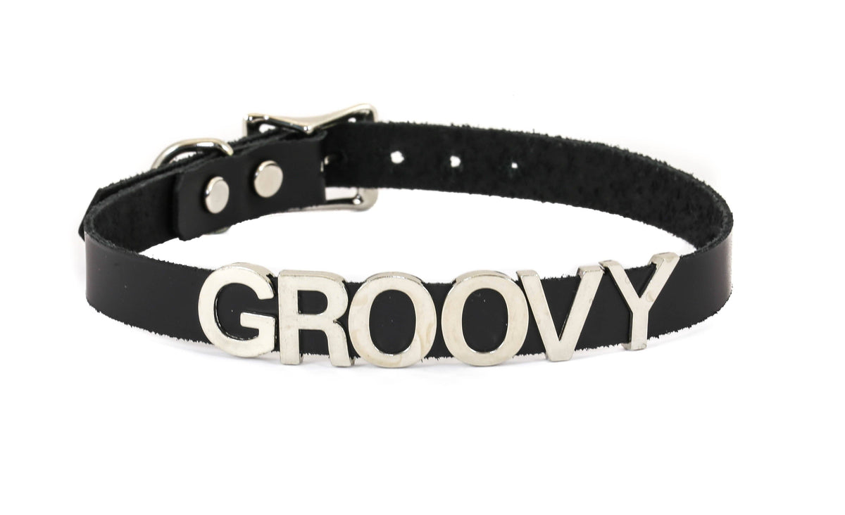 Funk Plus - Leren naam choker - Zwart