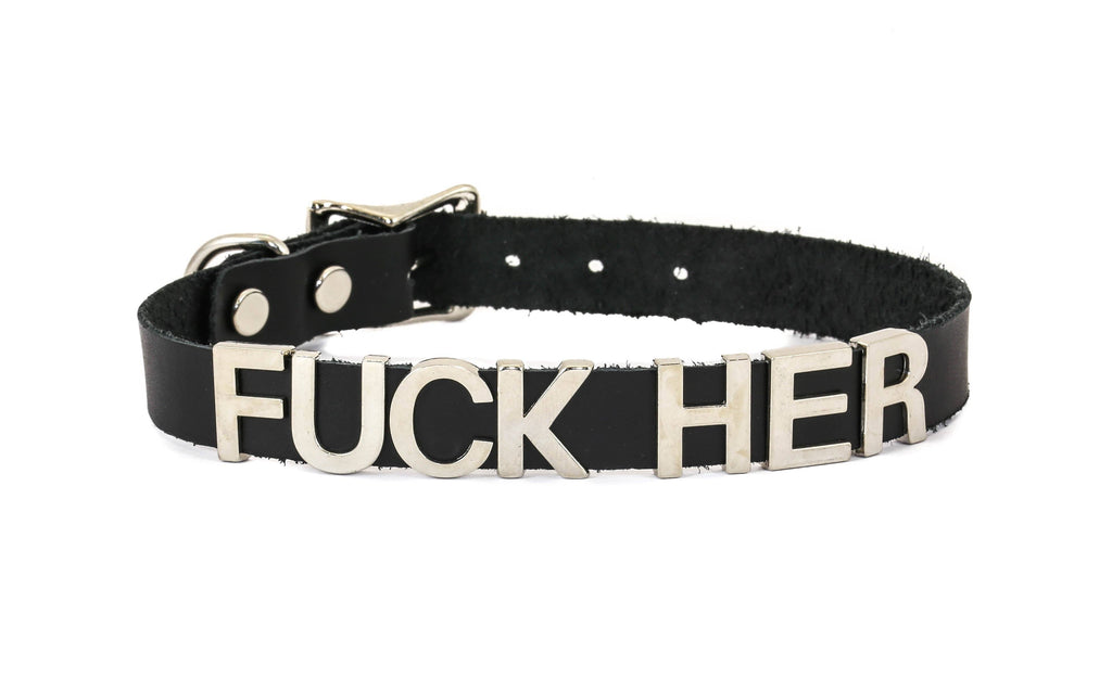 Funk Plus - Leren naam choker - Zwart