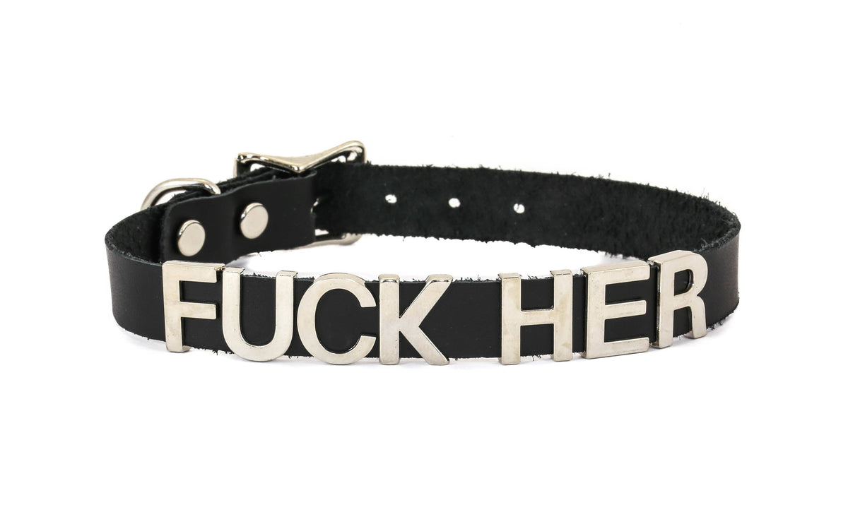 Funk Plus - Leren naam choker - Zwart