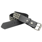 Funk Plus - Leren rave belt - 3 rijen pyramid studs - Zwart