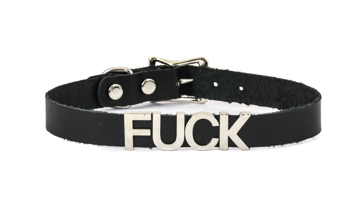 Funk Plus - Leren naam choker - Zwart