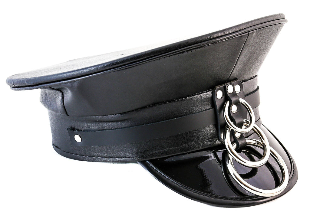 zwarte lak bondage hoed
