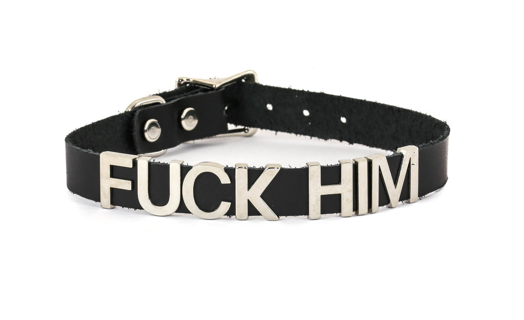 Funk Plus - Leren naam choker - Zwart