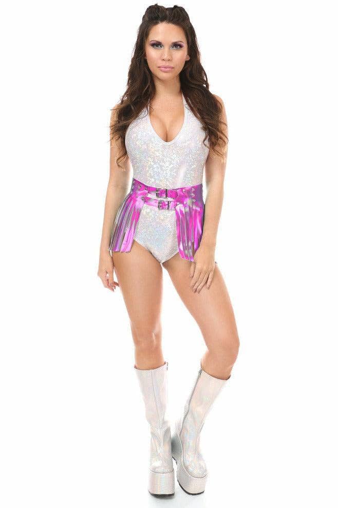 Daisy Corsets - Fringe mini skirt - Holographic fuchsia