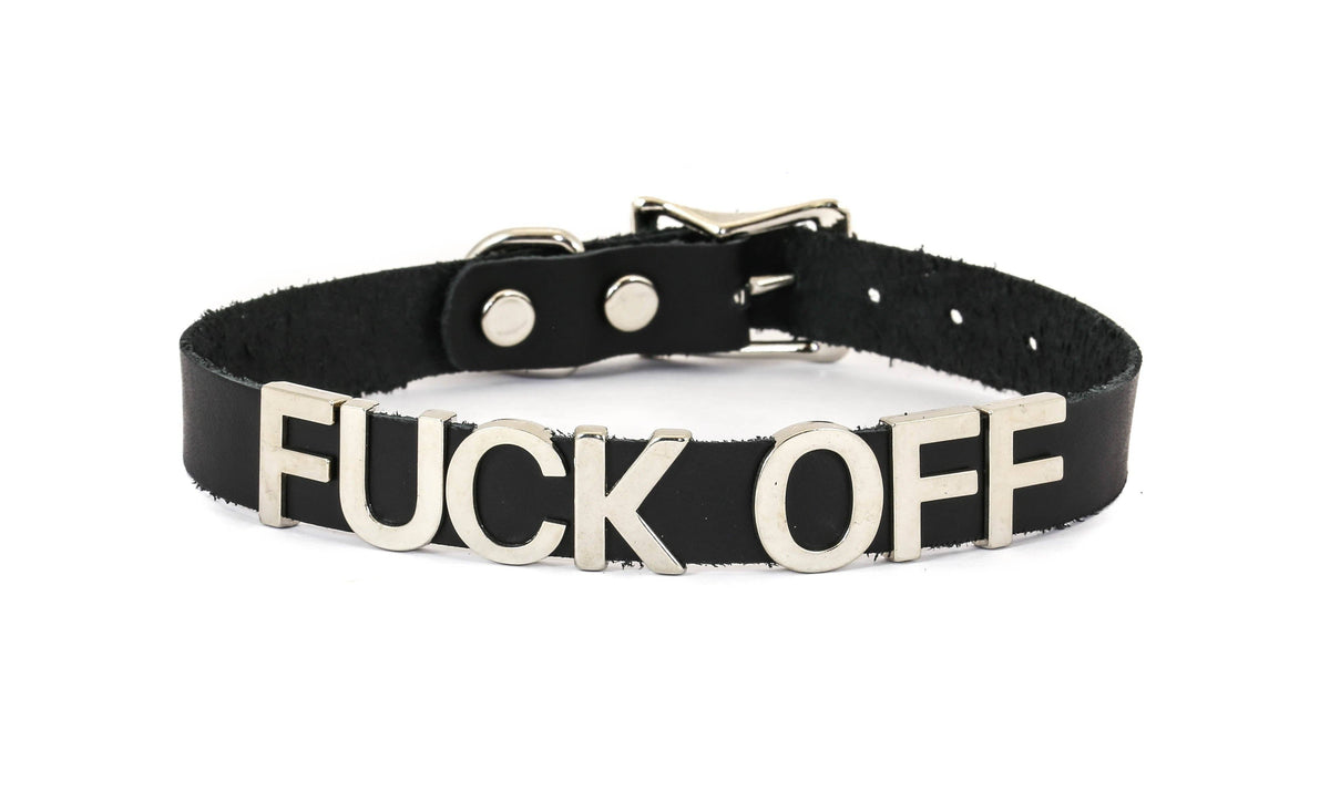 Funk Plus - Leren naam choker - Zwart