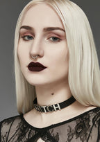 Funk Plus - Leren naam choker - Zwart