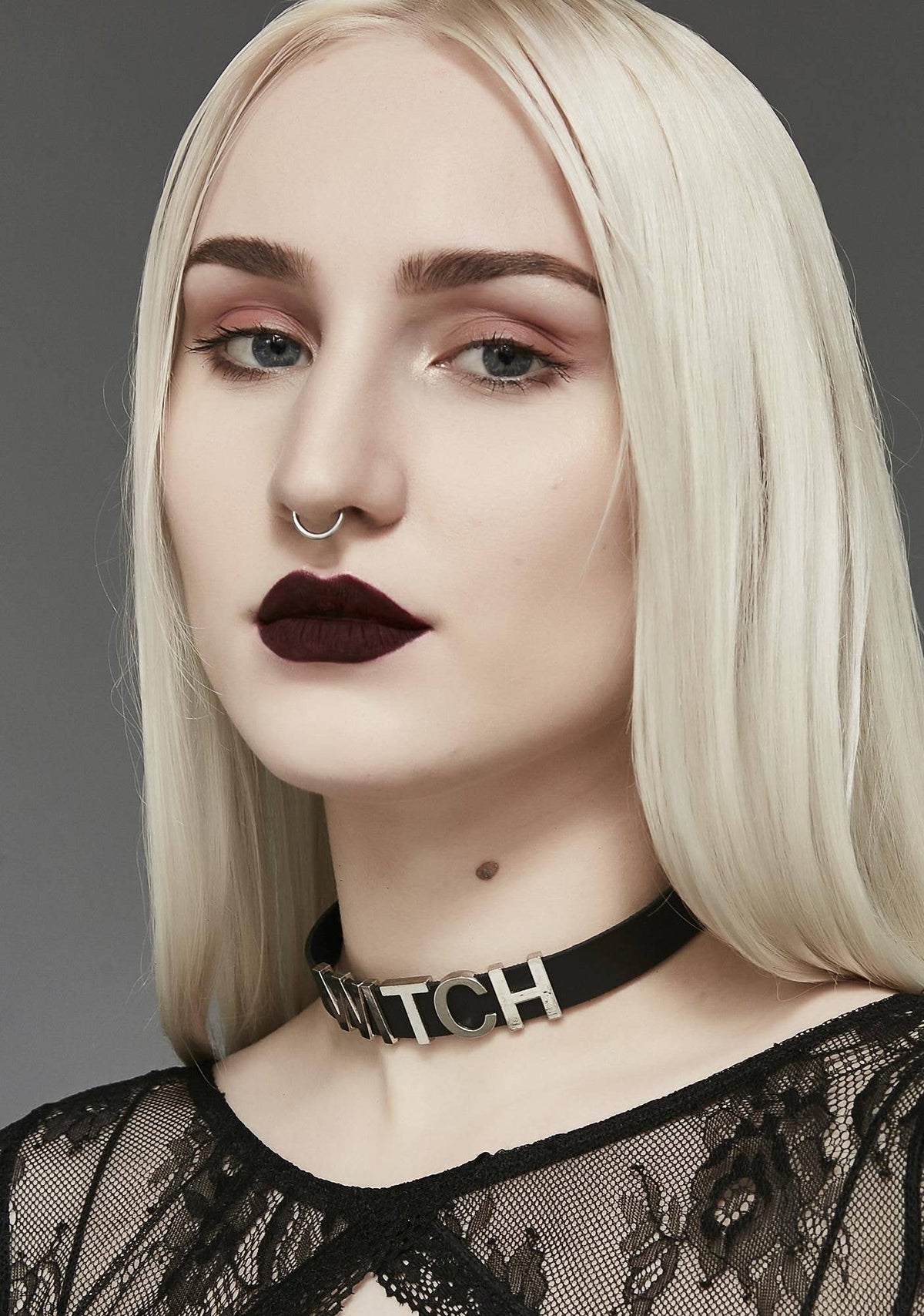 Funk Plus - Leren naam choker - Zwart