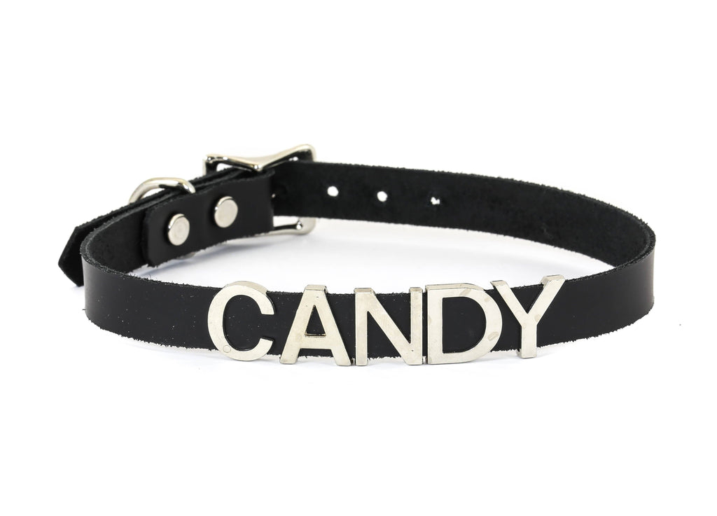 Funk Plus - Leren naam choker - Zwart