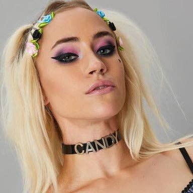 Funk Plus - Leren naam choker - Zwart