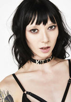 Funk Plus - Leren naam choker - Zwart