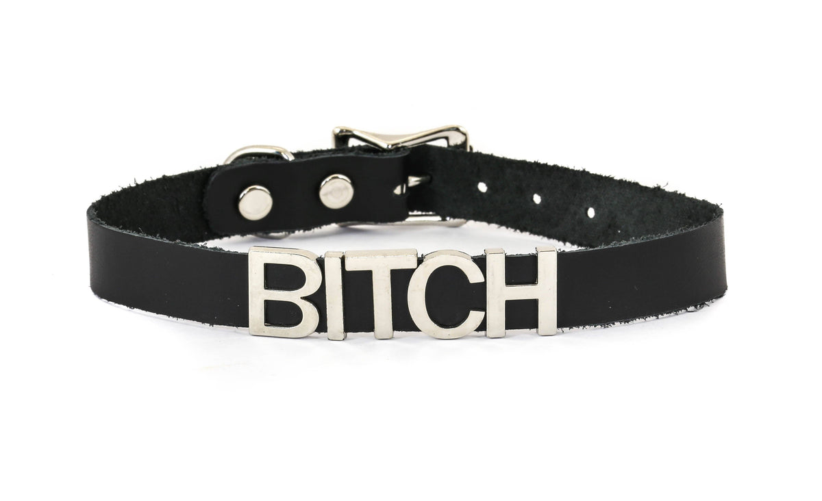 Funk Plus - Leren naam choker - Zwart