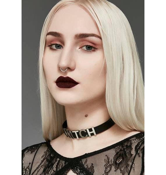 Funk Plus - Leren naam choker - Zwart