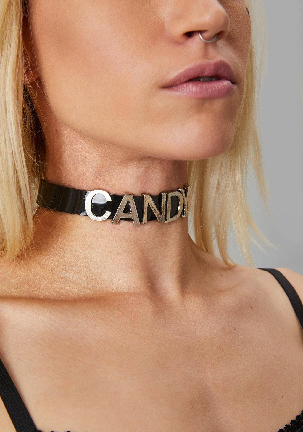 Funk Plus - Leren naam choker - Zwart