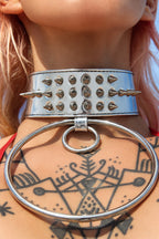 Silver Large Choker with Studs