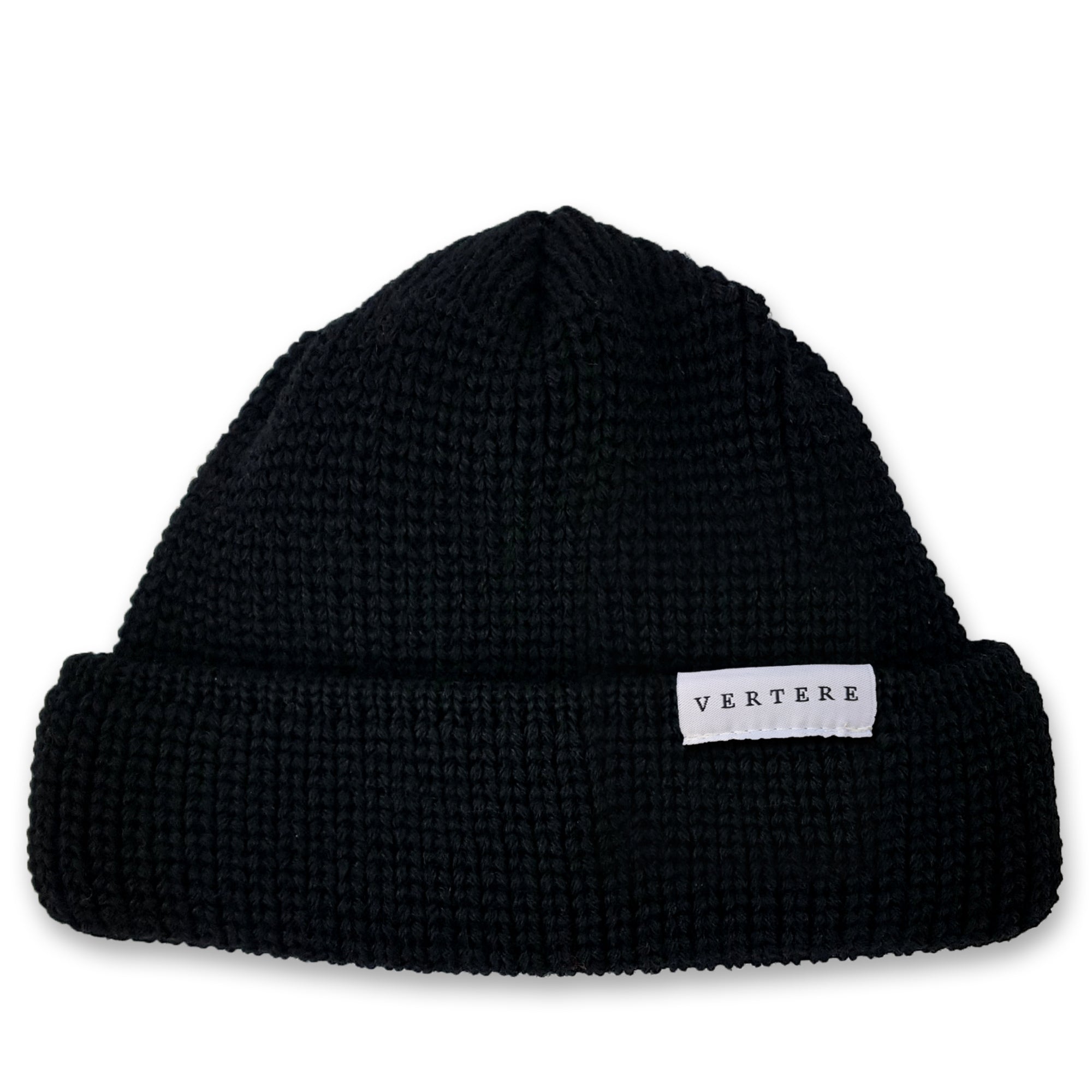 SHORT WOOL BEANIE - BLACK