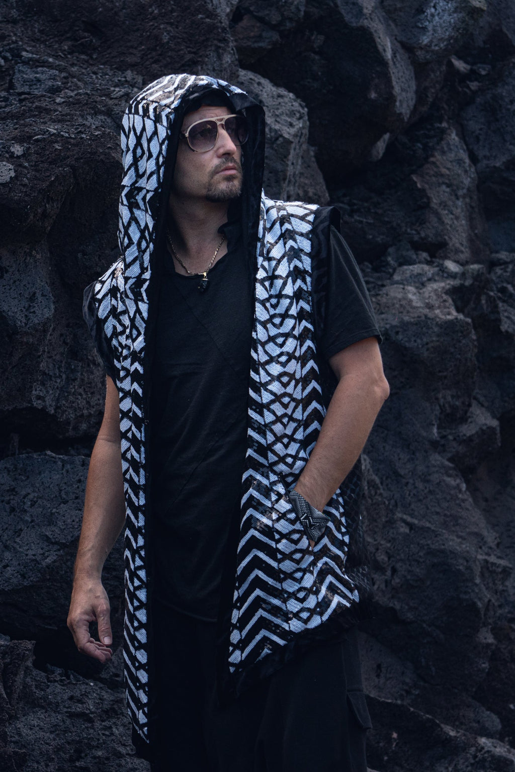 Yin Yang Tribal Sequin Vest