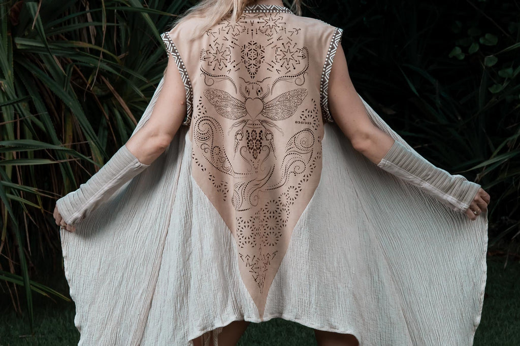 Bee Cosmic Laser Cut Vest (Beige)