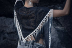 Black Mandala Fringe Shawl, Top & Skirt (3 in 1)