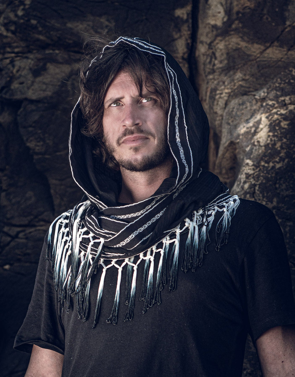 Black Ombre Fringe Hood
