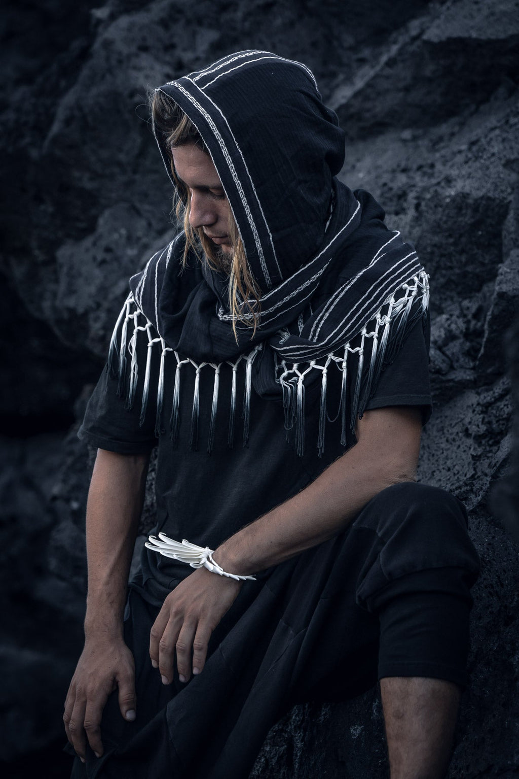 Black Ombre Fringe Hood