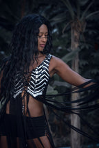 Yin Yang Tribal Sequin Fringe Top