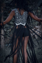 Yin Yang Tribal Sequin Fringe Top