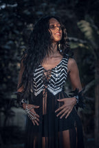 Yin Yang Tribal Sequin Fringe Top