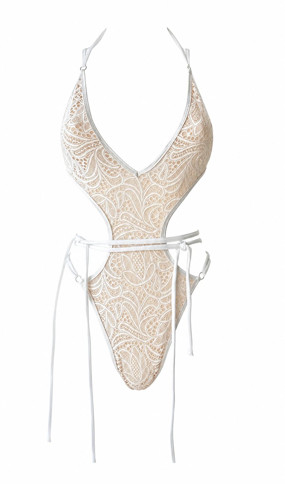 Allure Bodysuit (White Lace)
