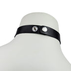 Studio Moonbow - Leather Choker with Silver Ring – Black