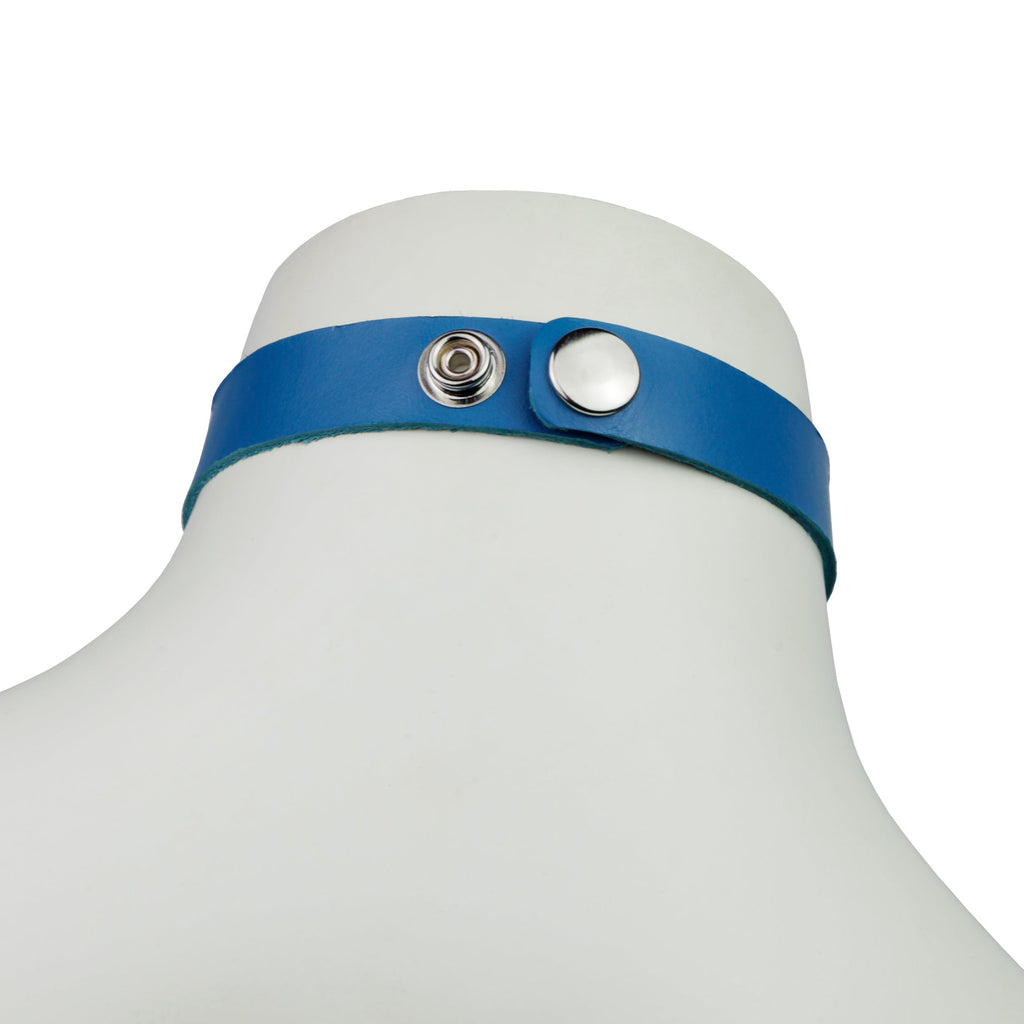 Studio Moonbow - Leather Choker with Ring – Blue