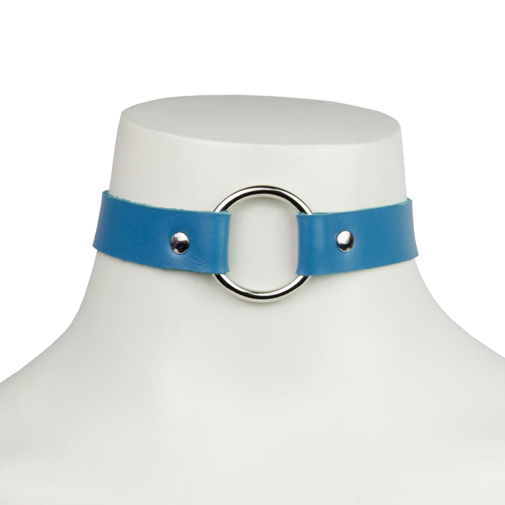 Studio Moonbow - Leather Choker with Ring – Blue