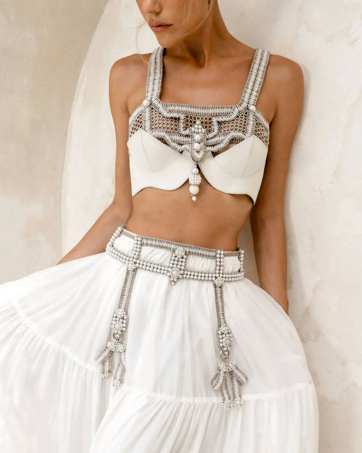 Teuta Beaded Luxury Statement Sash with Removable Bows - 4 Colors | Best Seller