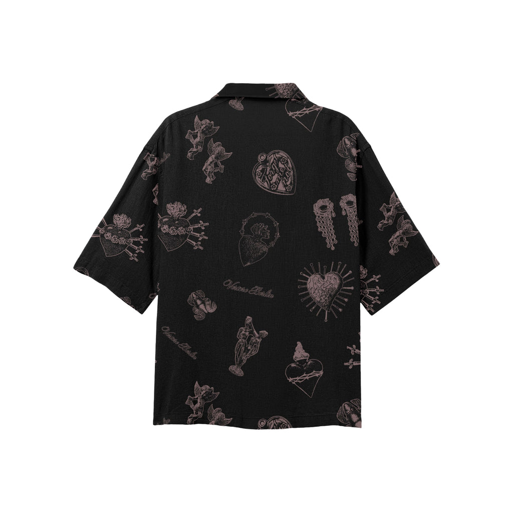 FORGET ME NOT VISCOSE SHIRT - BLACK