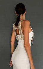 Artemisia Pearl Beaded Mesh Top, Luxury Harness | Best Seller