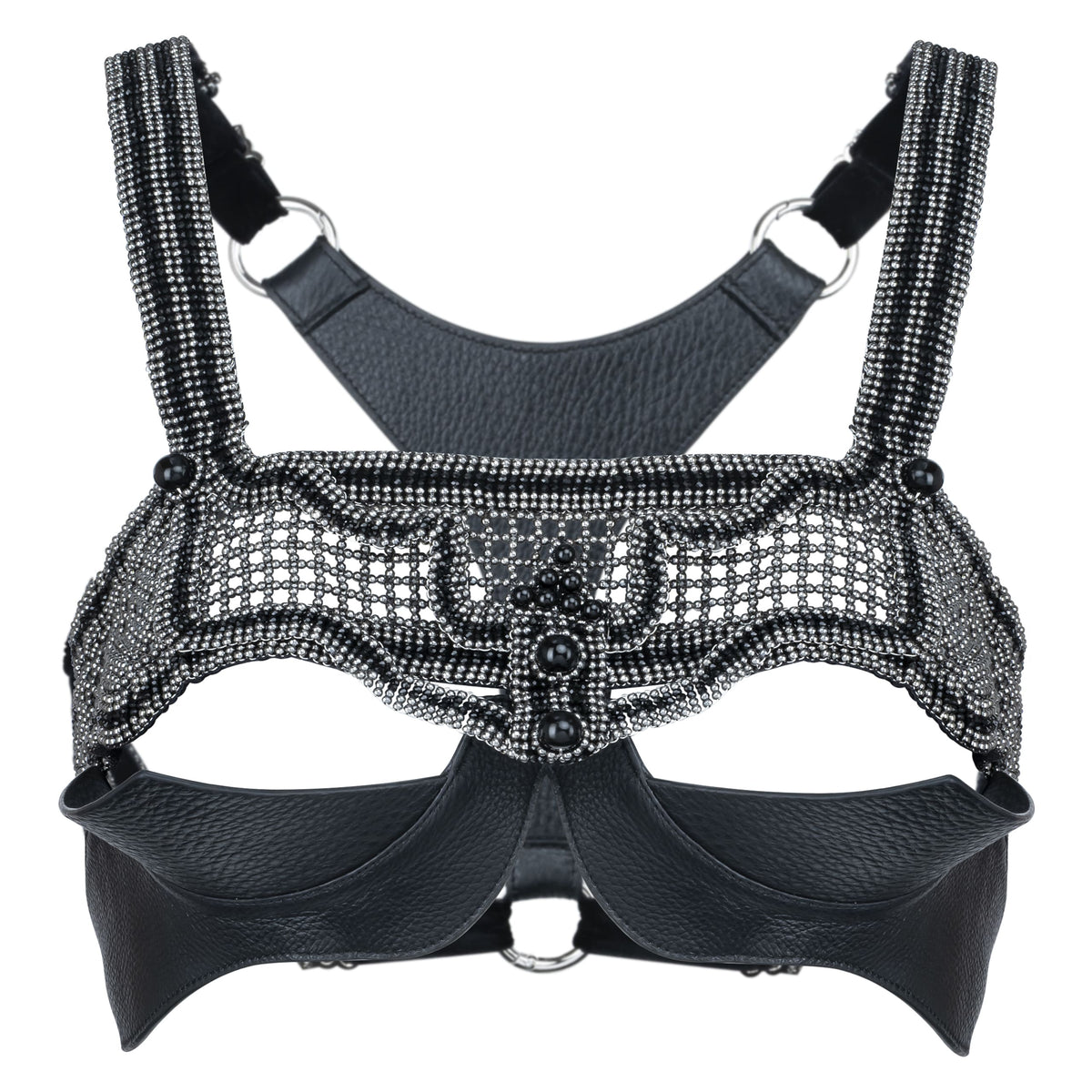 Khutulun Beaded Modular Top with Leather Balconette Bra –  4 Color Variants