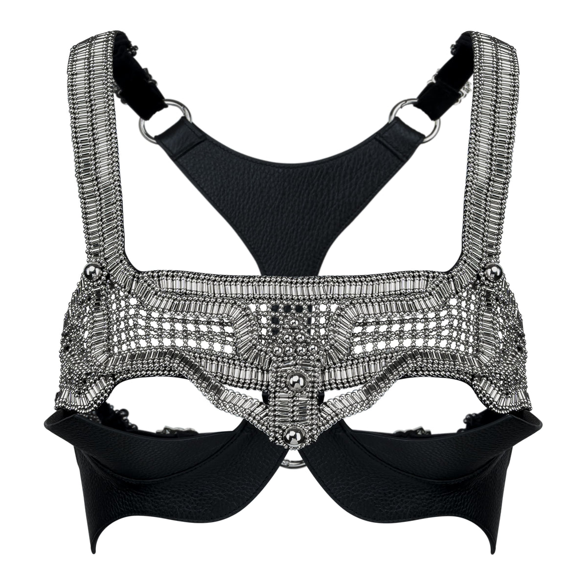 ghost image of handcrafted khutulun top with premium leather bra