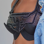 Khutulun Beaded Modular Top with Leather Balconette Bra –  4 Color Variants